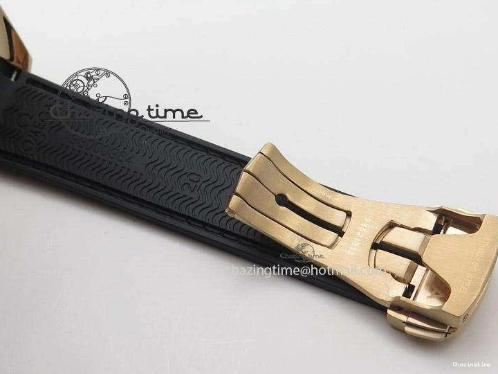 0418 Planet Ocean Professional Rose Gold Liquid Metal V6F 42mm On Black Rubber Strap A Vibrant 8266